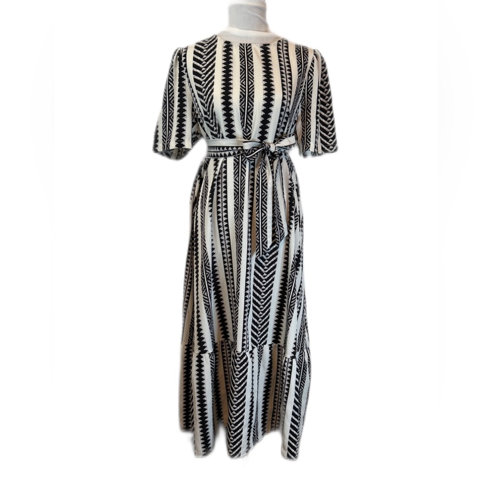 Black and Cream Tiered Dress 1399